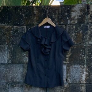 Qi Li Ya - Frilled Collar Blouse